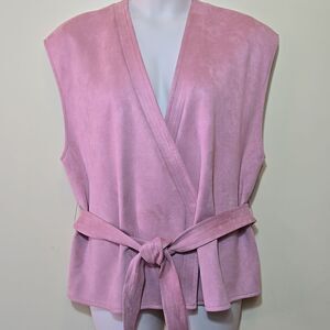 Ryegrass Faux Sueded Wrap Style Vest Top Regencycore 1X Sleeveless Tie Waist